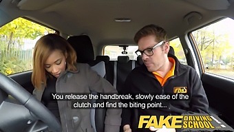 Young Black Teen Receives Free Lessons And Creampie At Fake Driving School